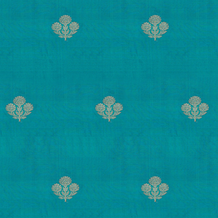Handwoven Blue Banarasi Fabric - 44T004469DSC