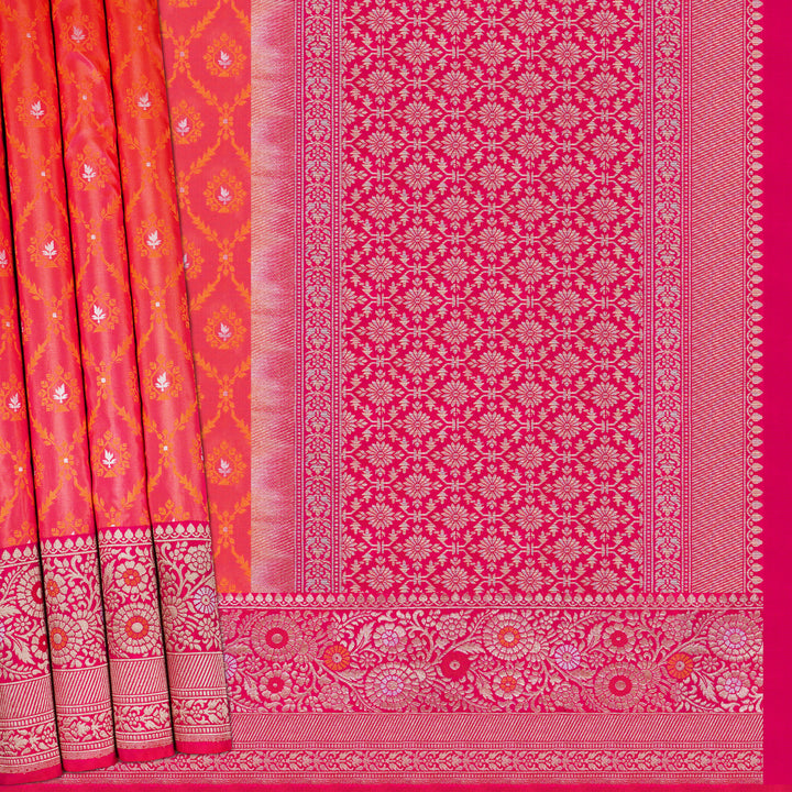 Handwoven Pink Banarasi Silk Saree - 1962T009500DSC