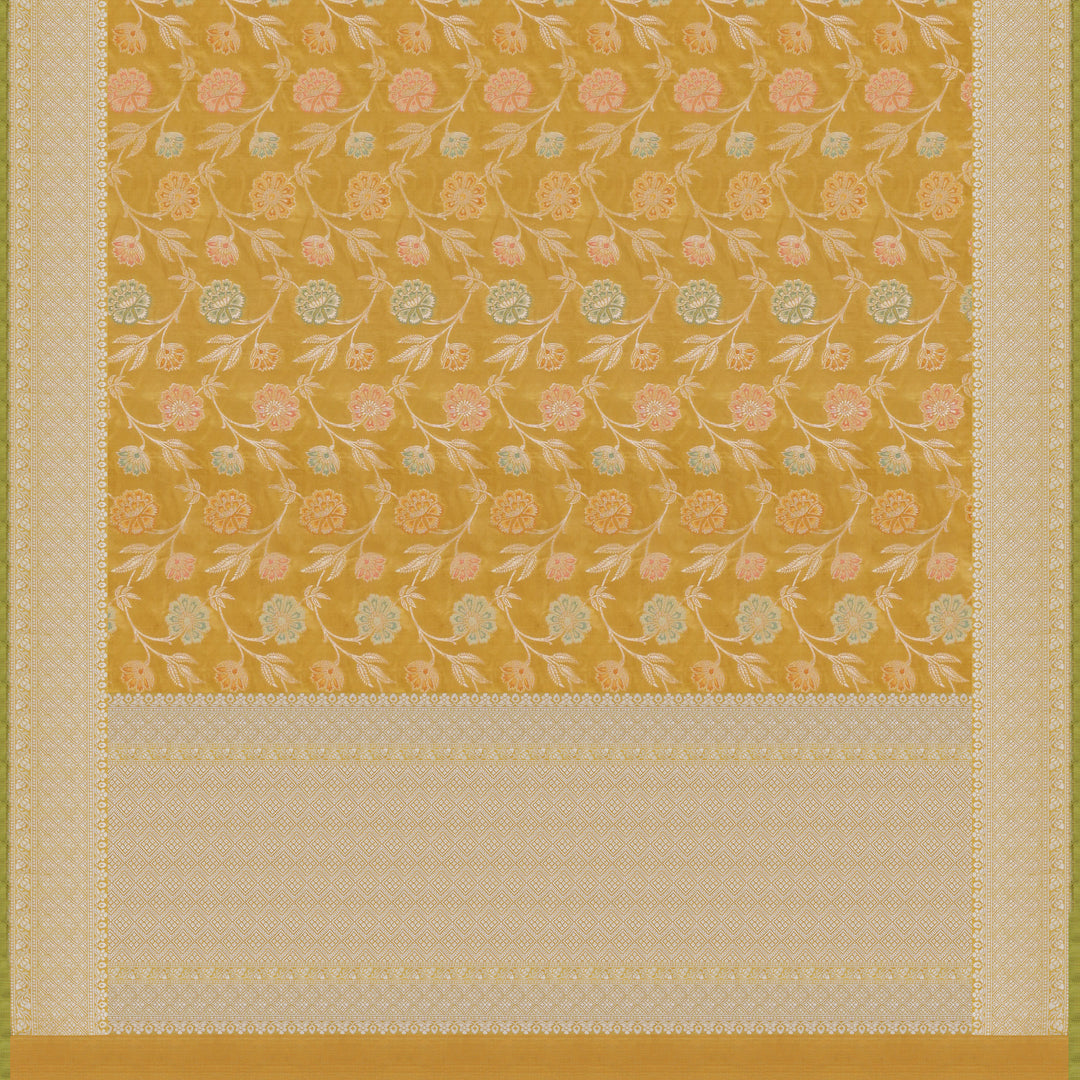 Handwoven Yellow Banarasi Silk Saree - 1963T009524DSC