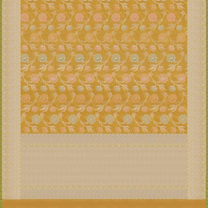 Handwoven Yellow Banarasi Silk Saree - 1963T009524DSC
