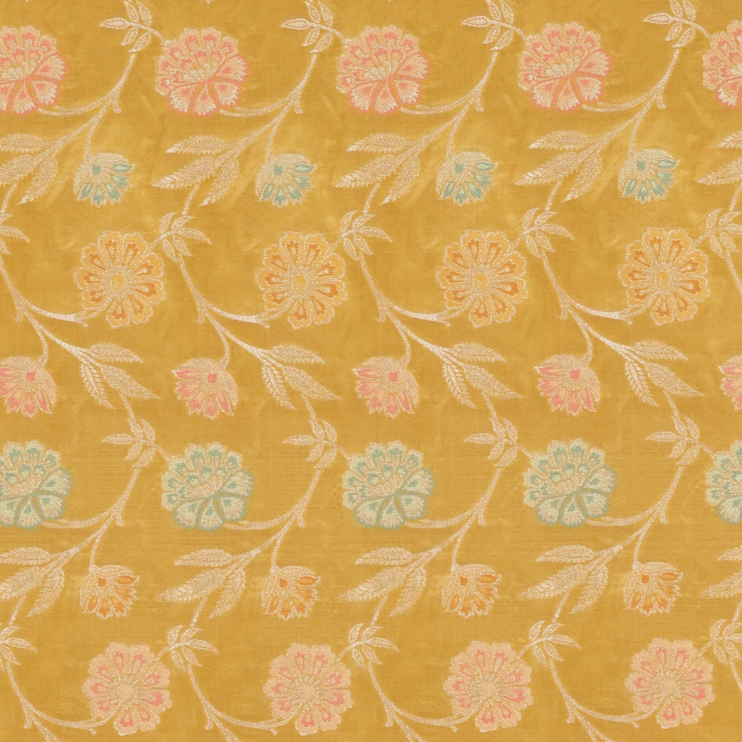 Handwoven Yellow Banarasi Silk Saree - 1963T009524DSC