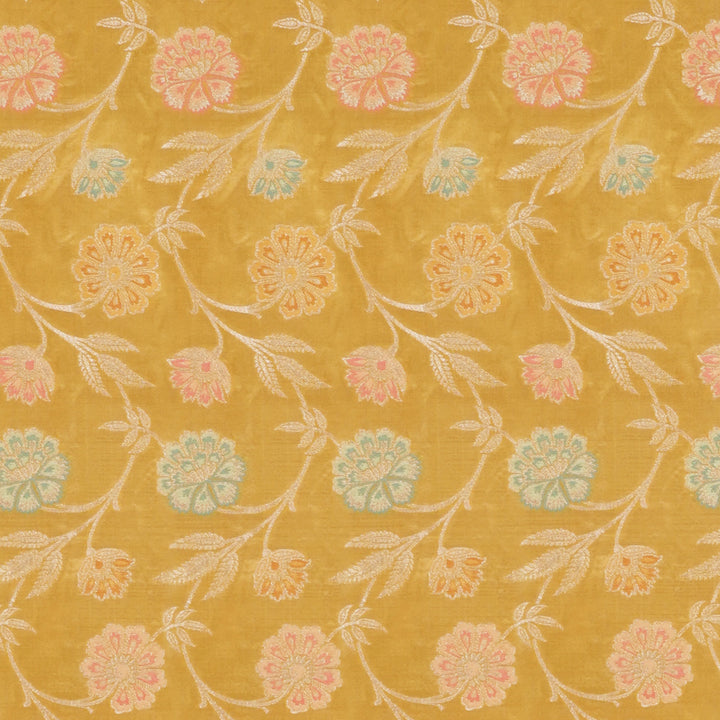 Handwoven Yellow Banarasi Silk Saree - 1963T009524DSC