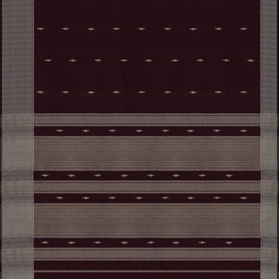 Handwoven Maroon Silk Cotton Saree - 1993T009949DSC