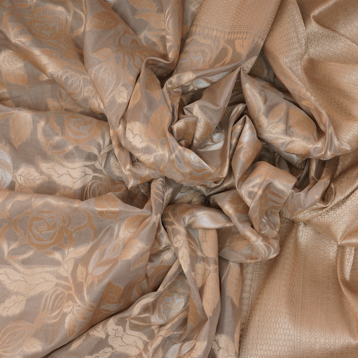 Handwoven Grey Banarasi Silk Saree - 2000T009310DSC
