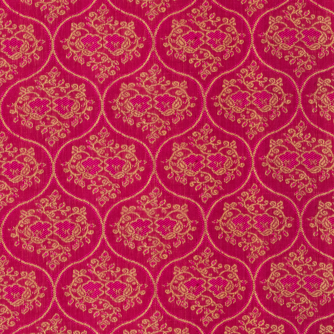 Handwoven Pink with Green Kanjivaram Silk Saree - 2008T009867DSC