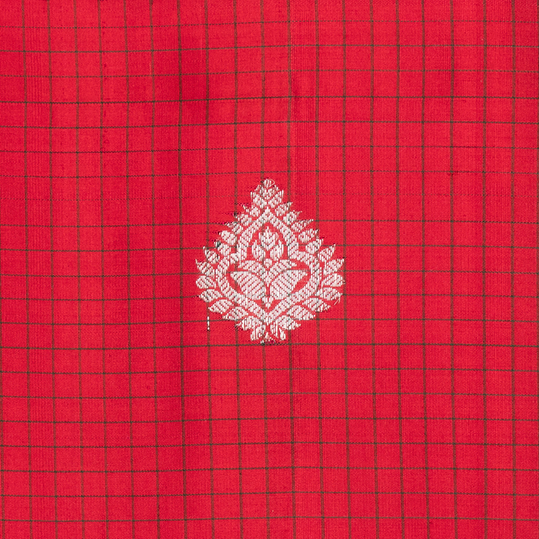 Handwoven Red with Green Gadwal Silk Saree - 2034T010269DSC