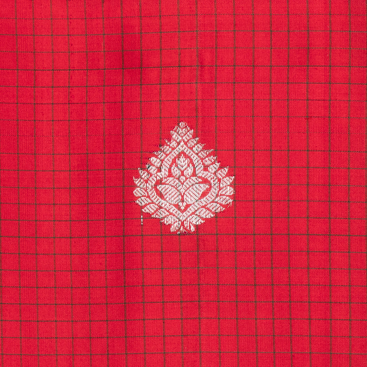 Handwoven Red with Green Gadwal Silk Saree - 2034T010269DSC