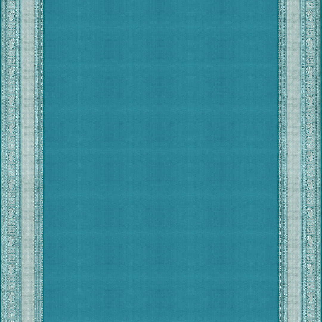 Handwoven Peach with Blue Kanjivaram Silk Saree - 2049T007174DSC