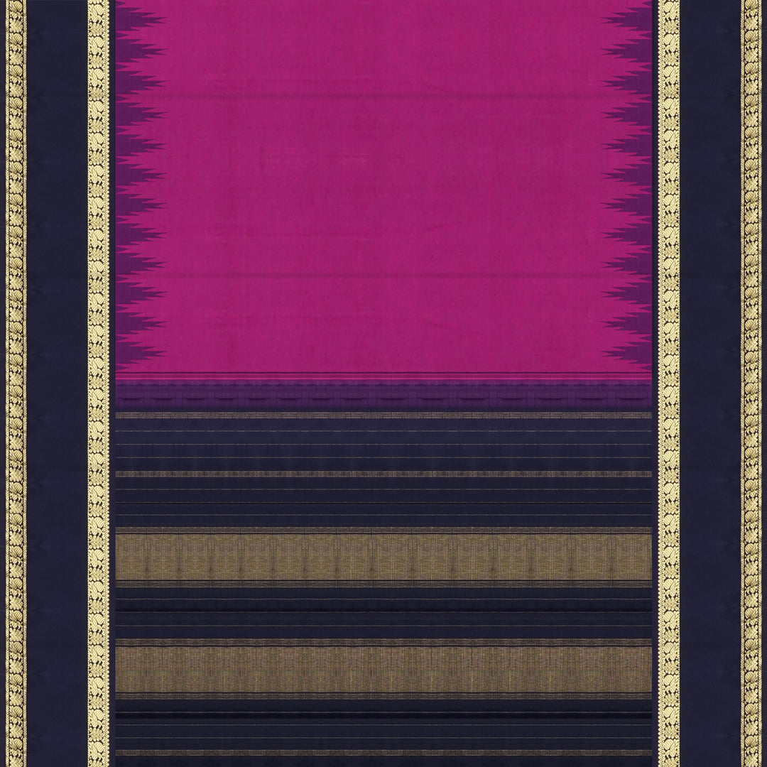 Handwoven Pink with Blue Kanjivaram Silk Saree - 2503T006154DSC