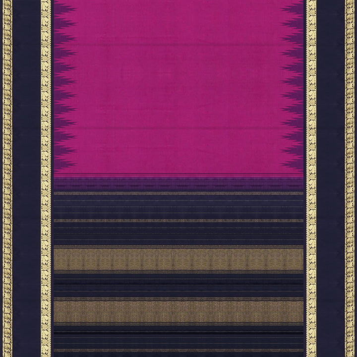 Handwoven Pink with Blue Kanjivaram Silk Saree - 2503T006154DSC
