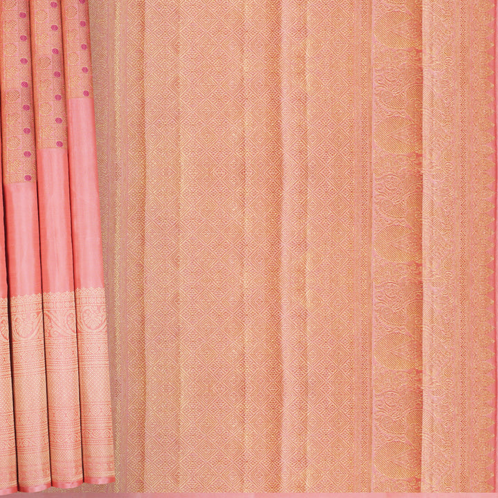 Handwoven Peach- Pink Kanjivaram Silk Saree- 2516T006162DSC