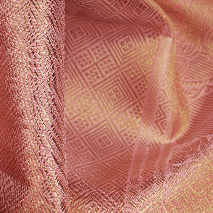 Handwoven Peach- Pink Kanjivaram Silk Saree- 2516T006162DSC