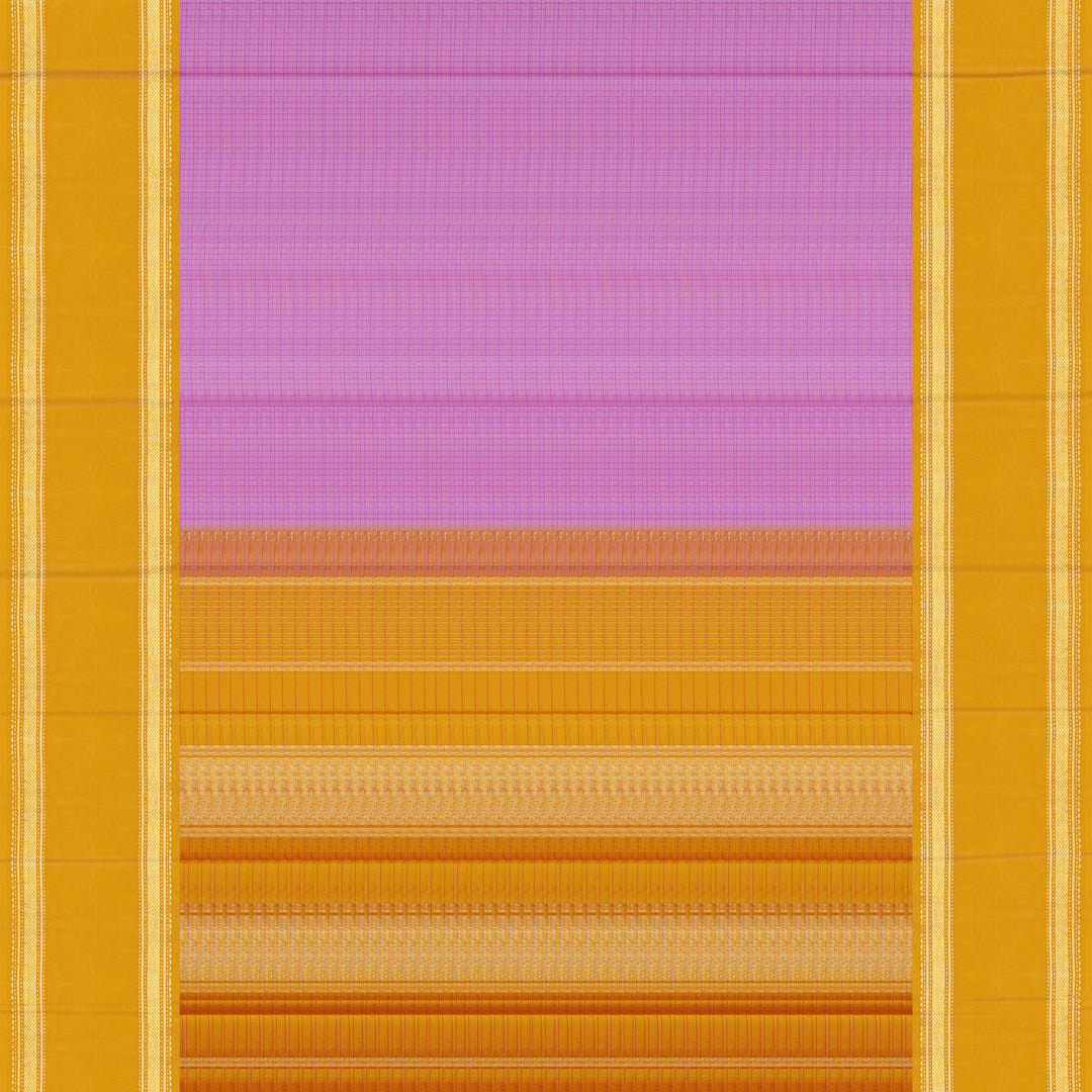Handwoven Lavendar with Mustard Kanjivaram Silk Saree - 2502T006165DSC