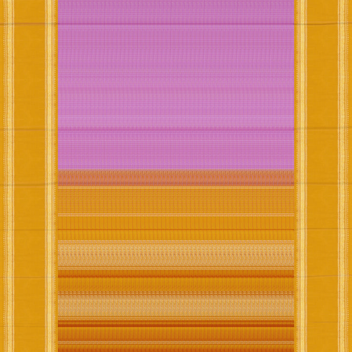 Handwoven Lavendar with Mustard Kanjivaram Silk Saree - 2502T006165DSC