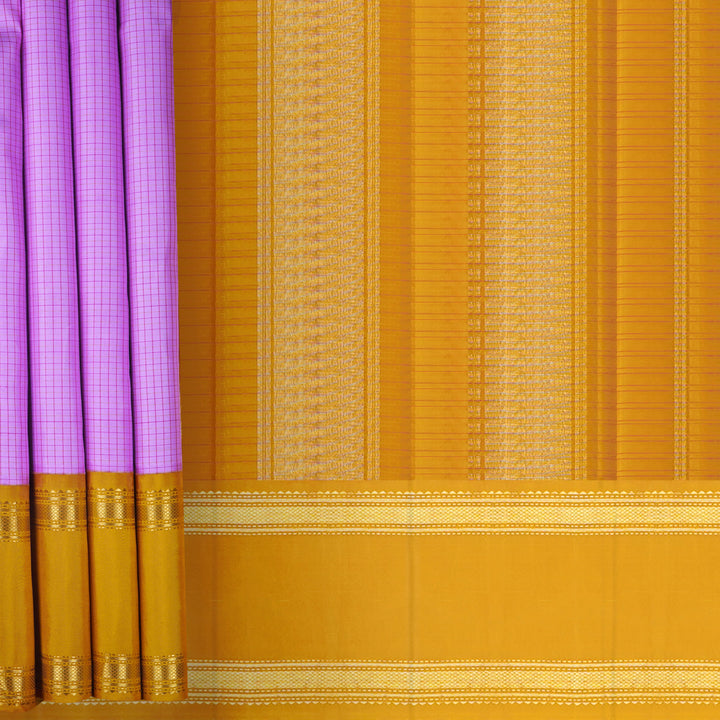Handwoven Lavendar with Mustard Kanjivaram Silk Saree - 2502T006165DSC