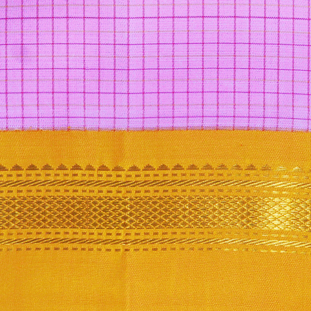 Handwoven Lavendar with Mustard Kanjivaram Silk Saree - 2502T006165DSC