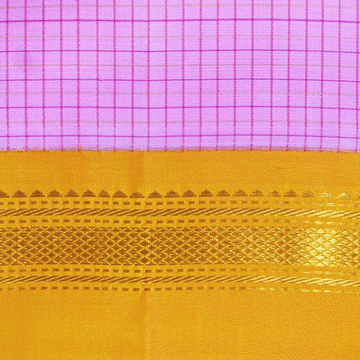 Handwoven Lavendar with Mustard Kanjivaram Silk Saree - 2502T006165DSC