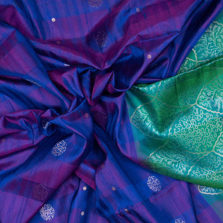 Handwoven Purple with Blue Soft Silk Saree - 2085T010341DSC