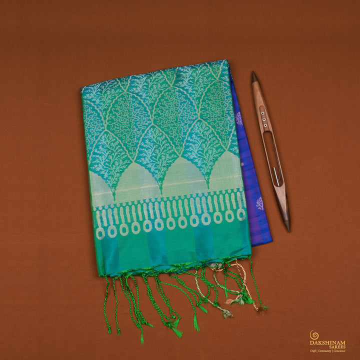 Handwoven Purple with Blue Soft Silk Saree - 2085T010341DSC
