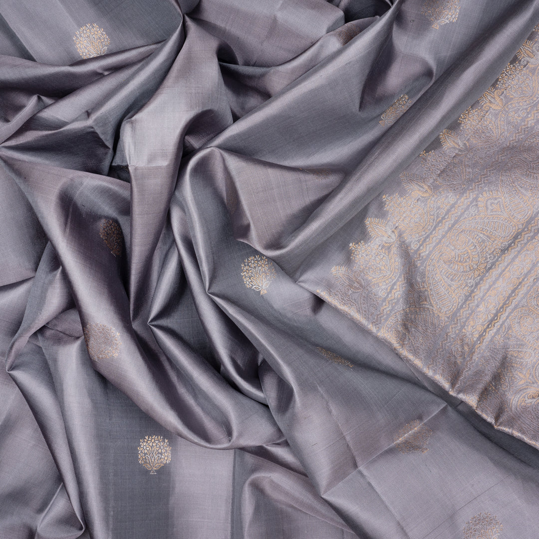 Handwoven Grey Soft Silk Saree - 2088T010523DSC