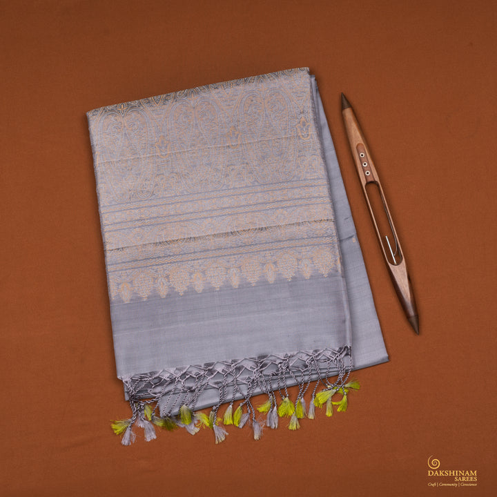 Handwoven Grey Soft Silk Saree - 2088T010523DSC