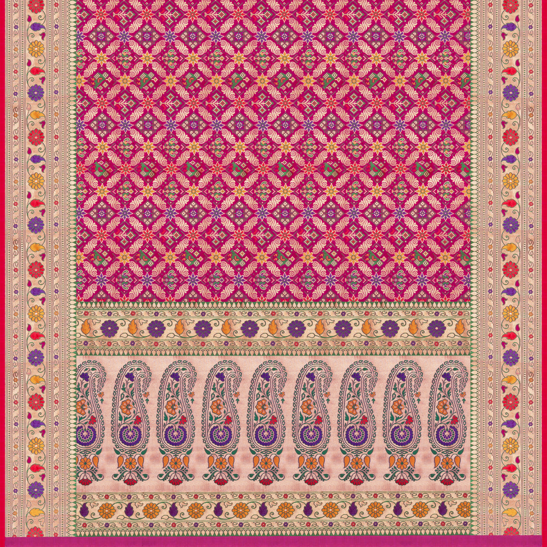 Handwoven Pink Banarasi Silk Saree - 2096T009507DSC