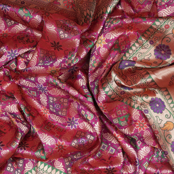 Handwoven Pink Banarasi Silk Saree - 2096T009507DSC