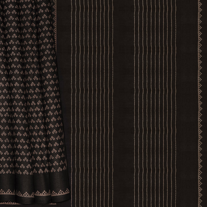 Handwoven Black Tussar Silk Saree - 2118T010622DSC