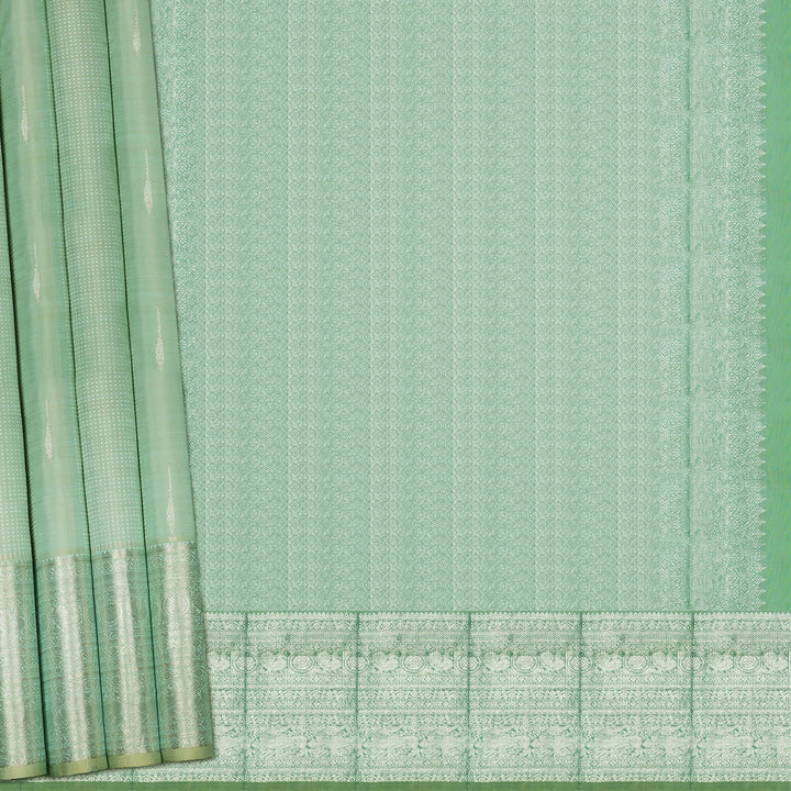 Handwoven Green Kanjivaram Silk Saree - 2126T010571DSC
