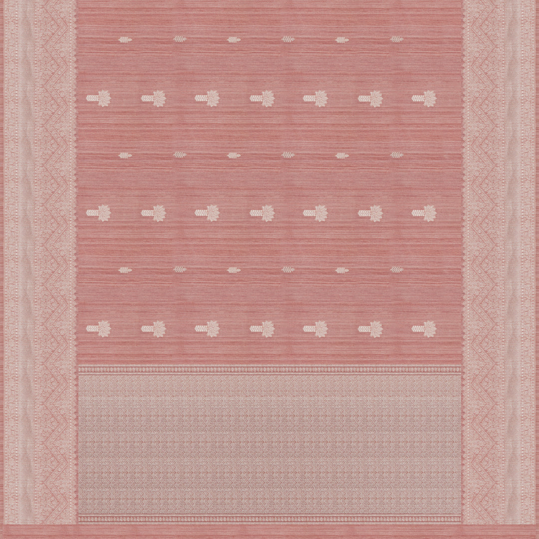 Handwoven Peach Banarasi Matka Tussar Silk Saree - 2145N025377DSC