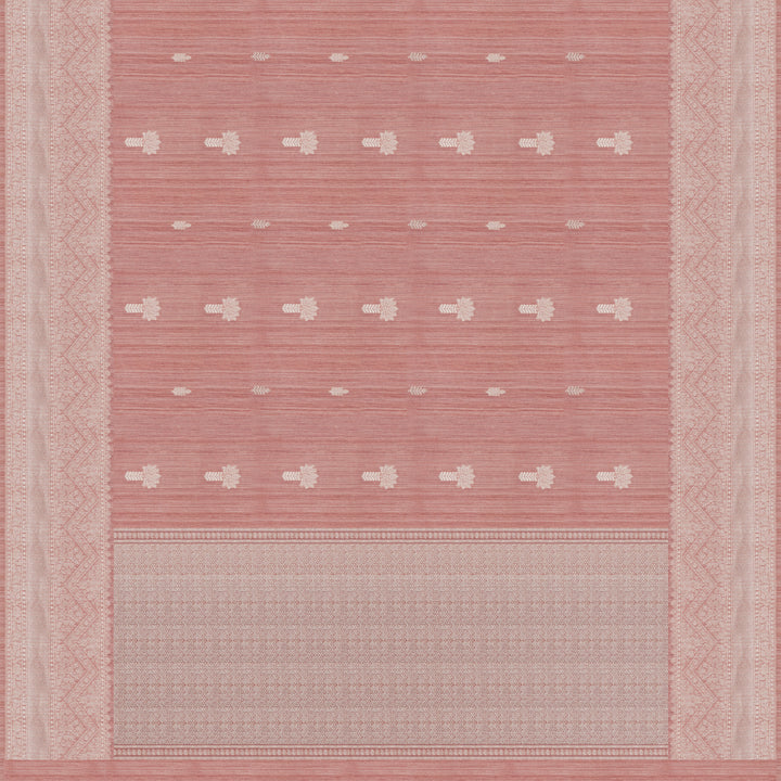 Handwoven Peach Banarasi Matka Tussar Silk Saree - 2145N025377DSC
