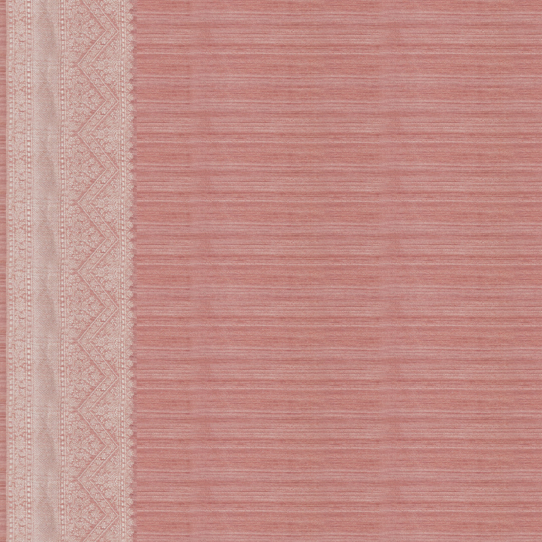 Handwoven Peach Banarasi Matka Tussar Silk Saree - 2145N025377DSC
