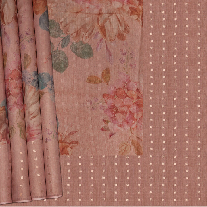 Handwoven Peach Matka Tissue Silk Saree - 2146N026995DSC
