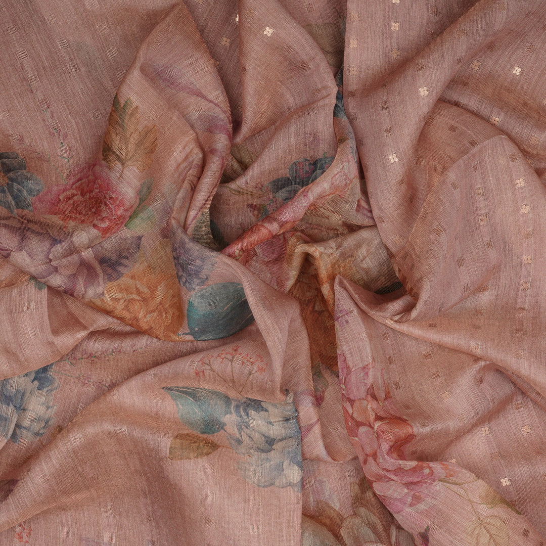 Handwoven Peach Matka Tissue Silk Saree - 2146N026995DSC