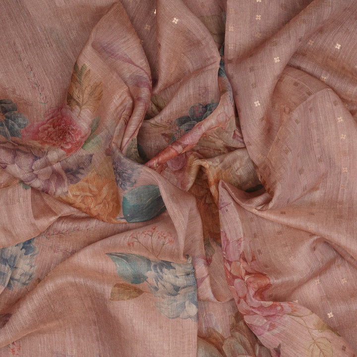 Handwoven Peach Matka Tissue Silk Saree - 2146N026995DSC
