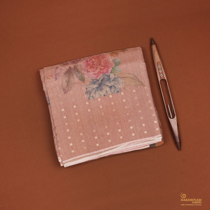 Handwoven Peach Matka Tissue Silk Saree - 2146N026995DSC