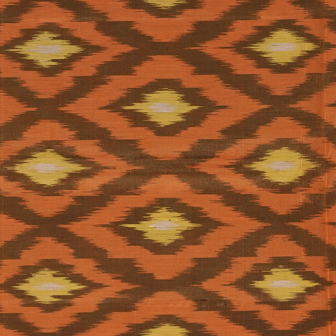 Handwoven Orange with Black Silk Cotton Saree - 2171T010116DSC