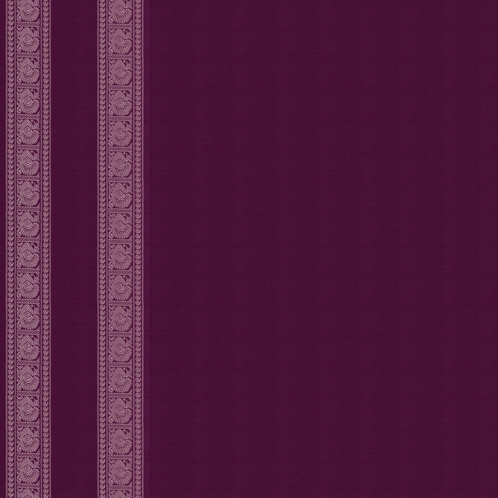 Handwoven Beige with Violet Kanchipuram Silk Cotton Saree - 2180T010890DSC