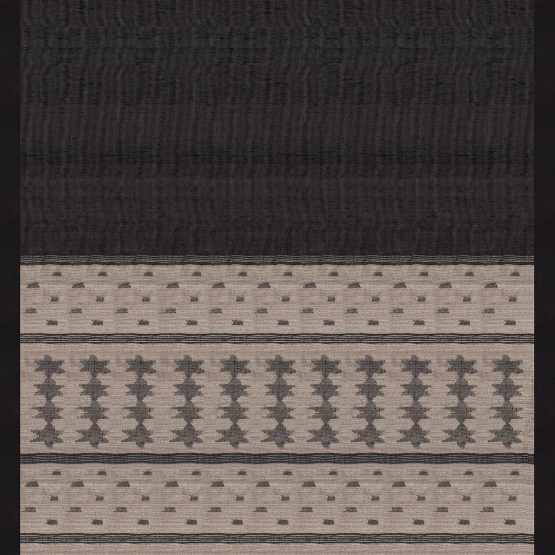 Handwoven Grey with Black Matka Silk Saree - 2238N027967DSC