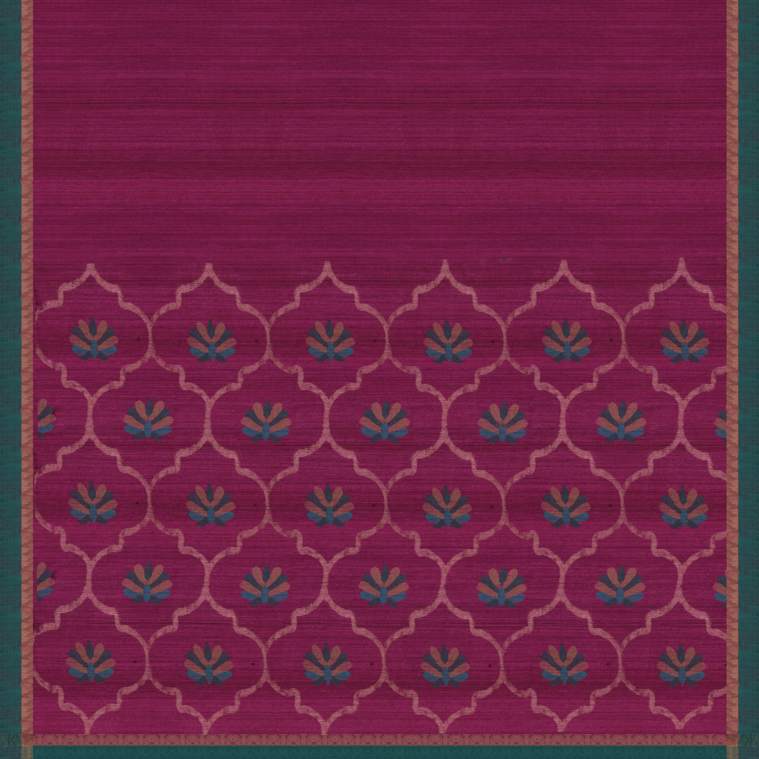 Handwoven Burgundy with Green Matka Silk Saree - 2279N027960DSC