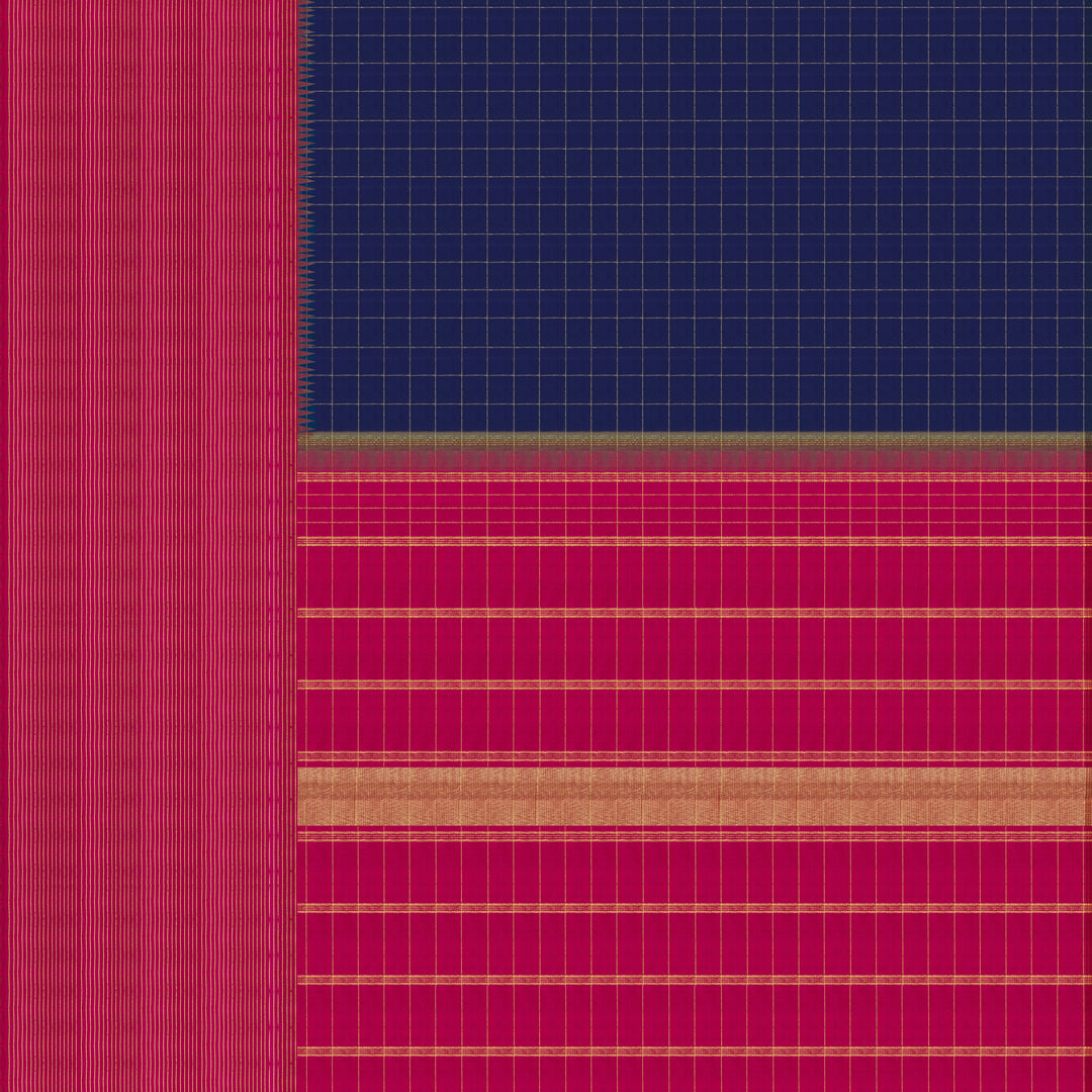 Handwoven Blue with Pink Kanjivaram Silk Saree - 2268T010717DSC
