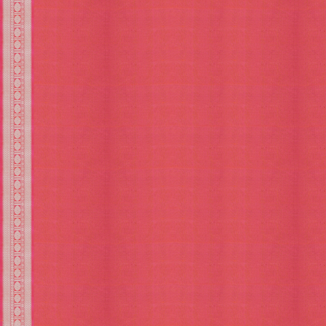 Handwoven White with Pink Kanjivaram Silk Saree - 2253T010704DSC