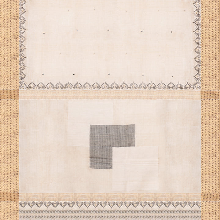Handwoven Off-white Tussar Silk Saree - 2294T010944DSC