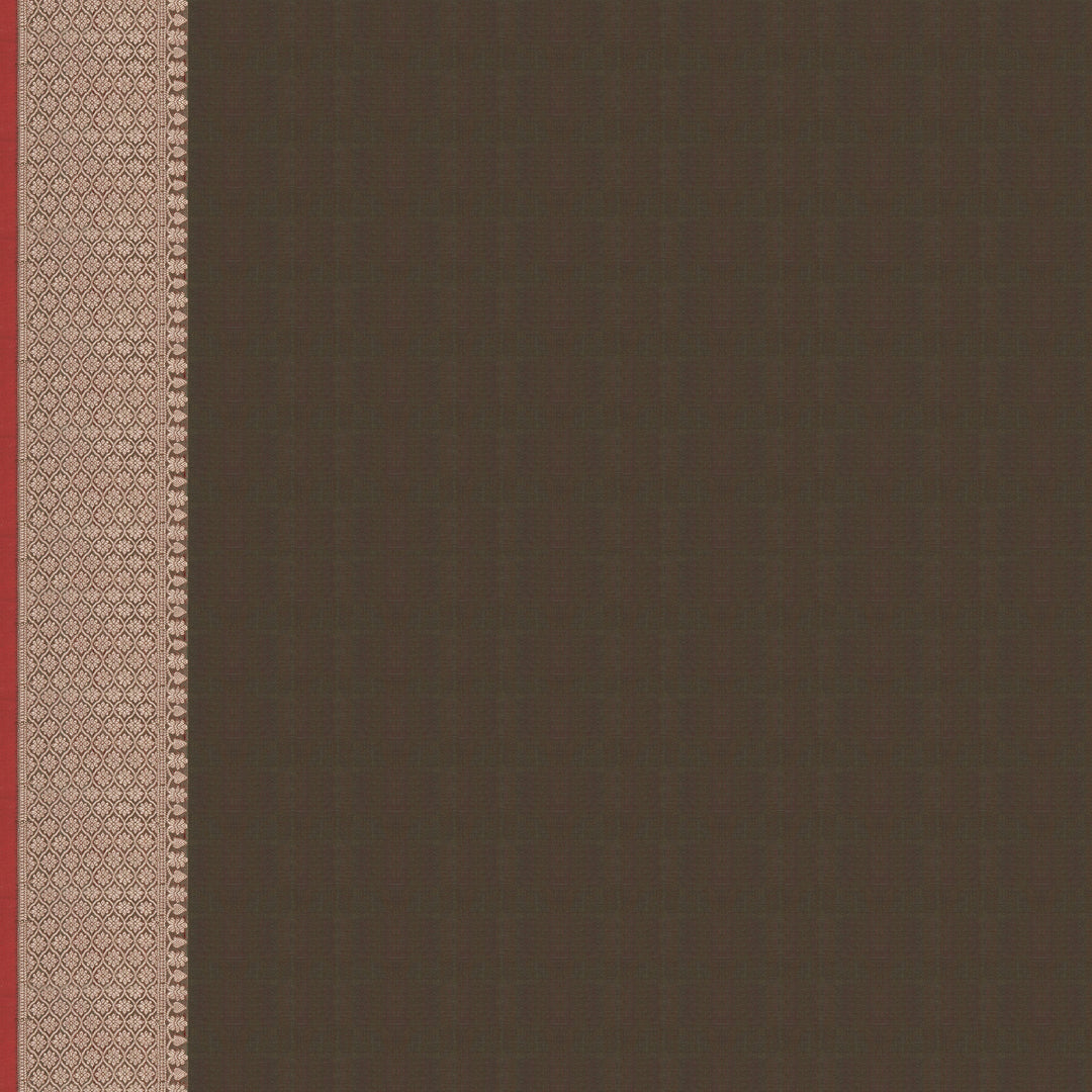 Handwoven Dual toned Moss with Maroon Banarasi Silk Saree - 2421N028504DSC