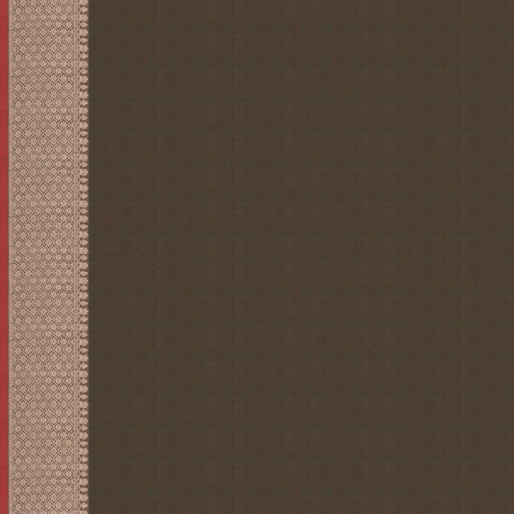 Handwoven Dual toned Moss with Maroon Banarasi Silk Saree - 2421N028504DSC