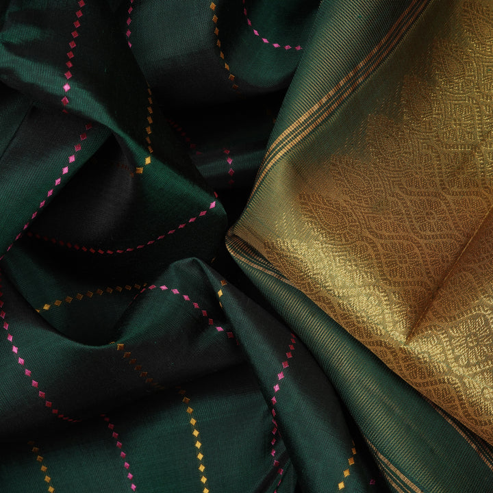 Handwoven Green Kanjivaram Silk Saree - 2287T010758DSC