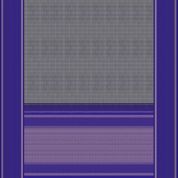 Handwoven Grey with Blue Kanjivaram Silk Saree - 2332T011352DSC