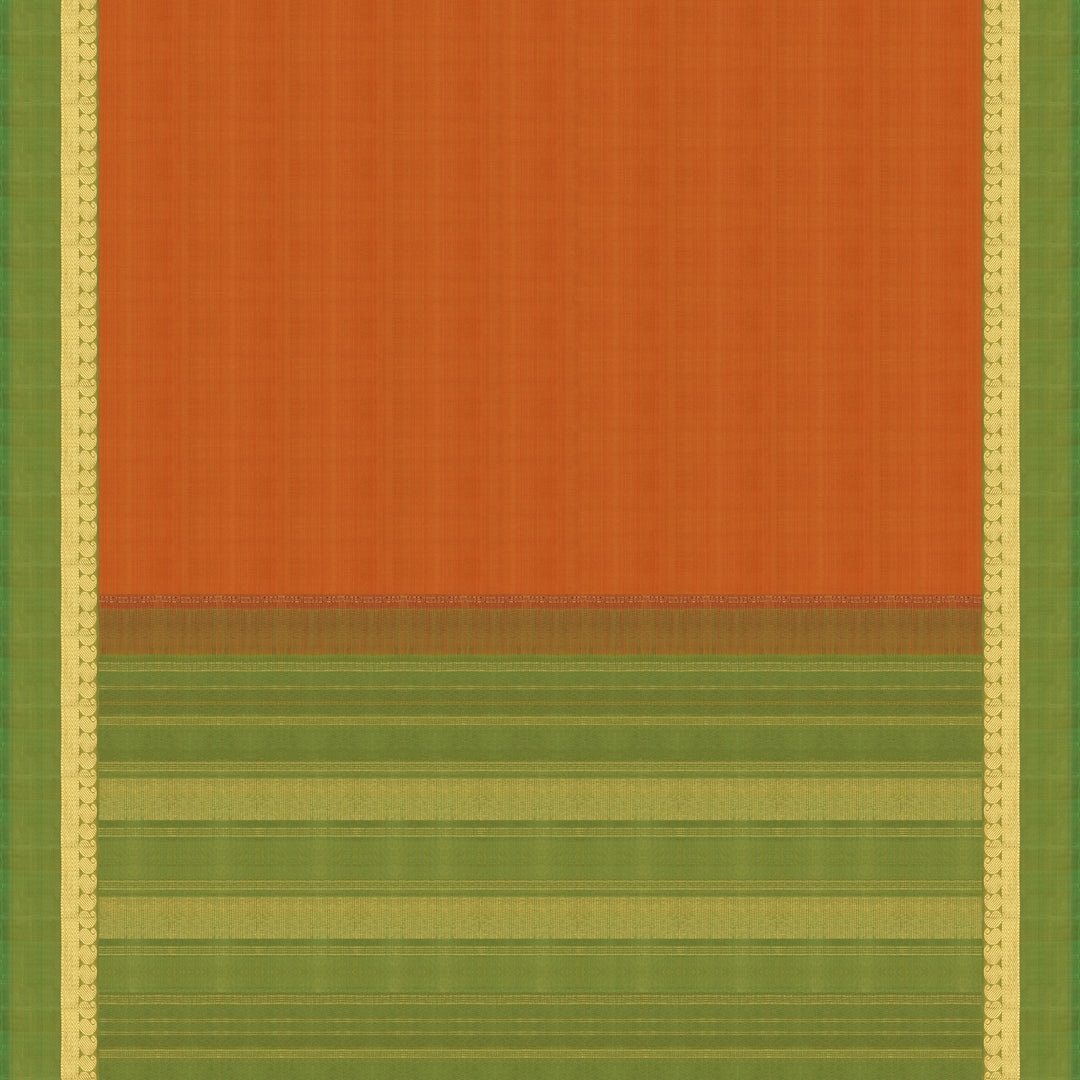 Handwoven Orange with Green Kanjivaram Silk Saree - 2335T011326DSC