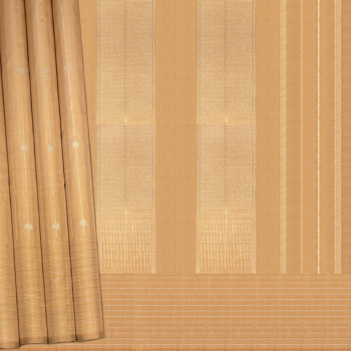 Handwoven Beige Kanjivaram Silk Saree - 2342T011358DSC