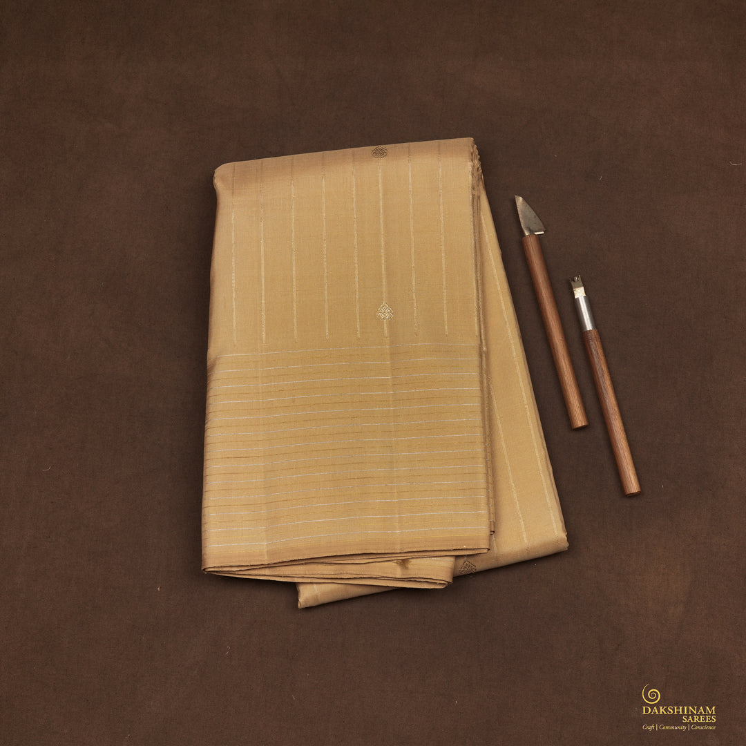 Handwoven Beige Kanjivaram Silk Saree - 2342T011358DSC